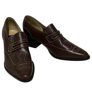 Vintage Western Preppy‎ Womens Pump Loafer 6.5 M Dark Brown Librarian Teacher